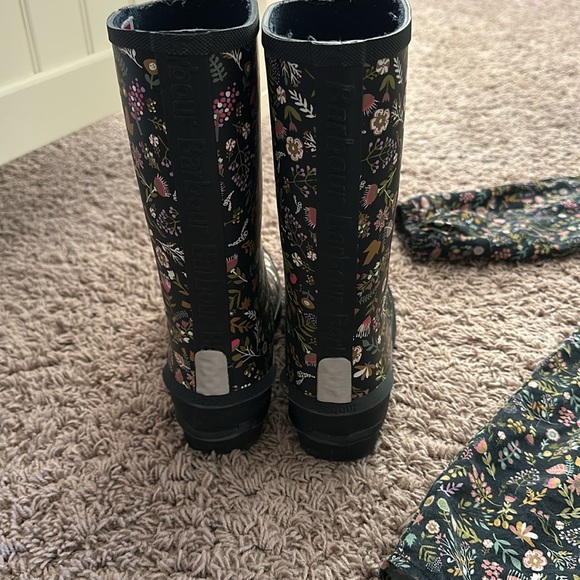 Barbour floral dress medium m 8/9 + matching wellie rain boots 2 navy floral - Picture 3 of 5
